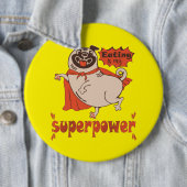 Essen ist mein überragender Rotkleid Mops Comic St Button (Beispiel)