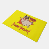 Essen ist mein überragender Rotkleid Mops Comic St Fußmatte (Schrägansicht)
