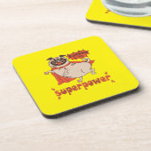 Essen ist mein überragender Rotkleid Mops Comic St Getränkeuntersetzer (Linke Seite)