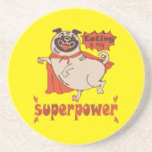 Essen ist mein überragender Rotkleid Mops Comic St Getränkeuntersetzer (Vorne)