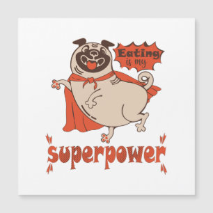 Essen ist mein überragender Rotkleid Mops Comic St Magnetkarte