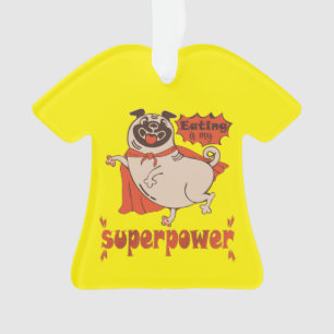 Essen ist mein überragender Rotkleid Mops Comic St Ornament