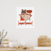 Essen ist mein überragender Rotkleid Mops Comic St Poster (Küche)