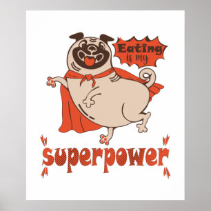 Essen ist mein überragender Rotkleid Mops Comic St Poster