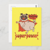 Essen ist mein überragender Rotkleid Mops Comic St Postkarte (Vorne/Hinten)