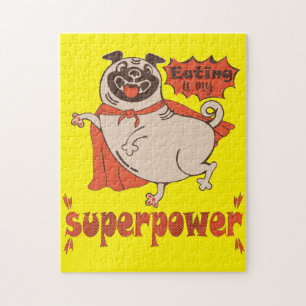 Essen ist mein überragender Rotkleid Mops Comic St Puzzle