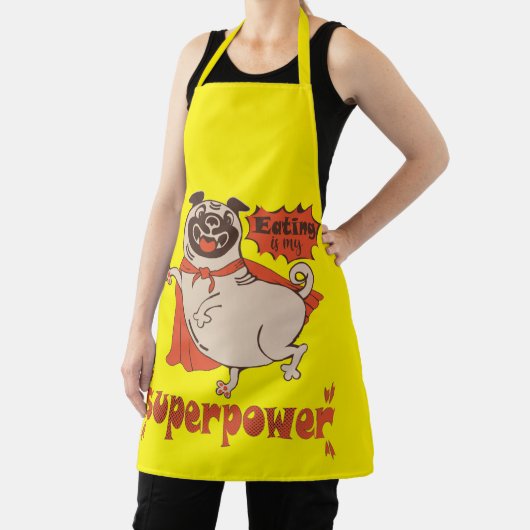 Essen ist mein überragender Rotkleid Mops Comic St Schürze (InSitu)