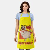 Essen ist mein überragender Rotkleid Mops Comic St Schürze (Getragen)