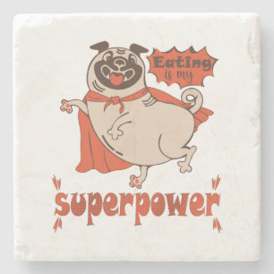 Essen ist mein überragender Rotkleid Mops Comic St Steinuntersetzer