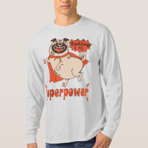 Essen ist mein überragender Rotkleid Mops Comic St T-Shirt