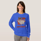 Essen ist mein überragender Rotkleid Mops Comic St T-Shirt (Vorne ganz)