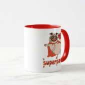 Essen ist mein überragender Rotkleid Mops Comic St Tasse (VorderseiteRechts)