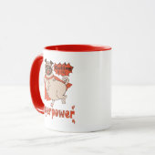 Essen ist mein überragender Rotkleid Mops Comic St Tasse (Vorderseite Links)