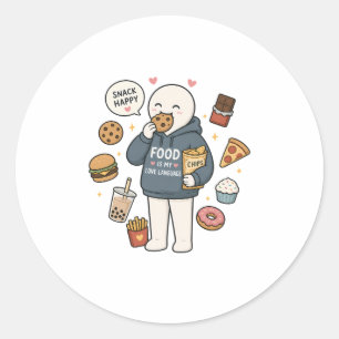 Essen ist meine Liebessprache Lustiges Foodie-Meme Runder Aufkleber