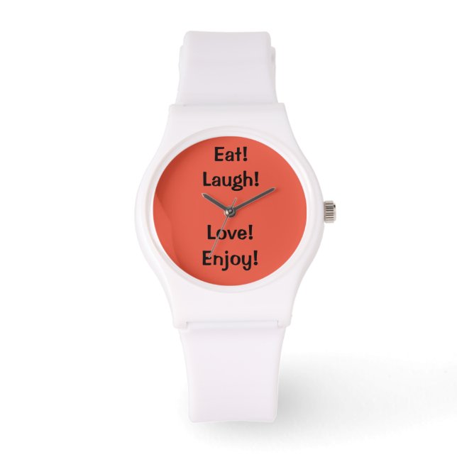 Essen! Lachen! Liebe...Zitat Sporty Silicon Watch Armbanduhr (Vorderseite)