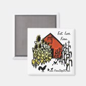 Essen Liebe Farm Barnyard Scene Magnet (Vorderseite/Rückseite)