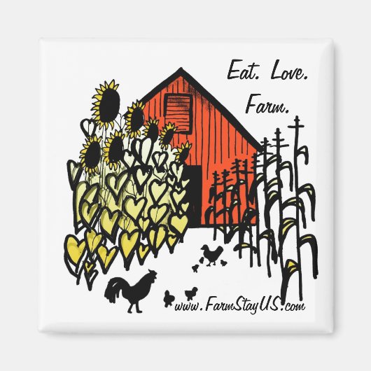 Essen Liebe Farm Barnyard Scene Magnet (Vorne)