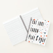Essen Liebe lachen Beten lachen bunte Punkte Noteb Notizblock (Innenseite)