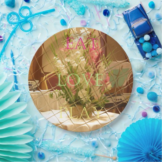Essen Liebe spielen Saisonale Blume Papier Teller (Party)