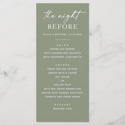 Essen mit grüner Probe. Nacht vor Vorlage (Vorderseite)