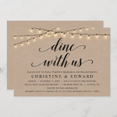 Essen mit uns, Hochzeit Probe, rustikale Kraft Einladung (Vorne/Hinten)