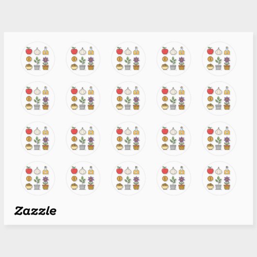 Essen, Pflanze & Wohlstand - Vector Icon Pack. Runder Aufkleber (Blatt)