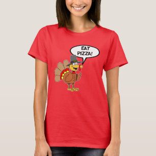 Essen Pizza Erntedank Türkei Pilgrim Cartoon T-Shirt
