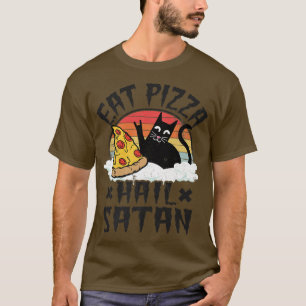 Essen Pizza Hail Satan Cat Kids Punk Rock Band Dea T-Shirt