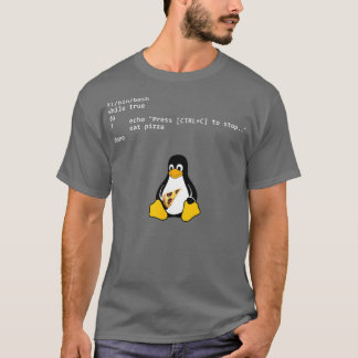 Essen Pizza Tu Loop Linu Geek Nerd Penguin T-Shirt