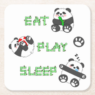 Essen Play schlafen Niedlich Baby Panda Komfortabl Rechteckiger Pappuntersetzer