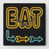 Essen Retro Neon Kunst Küche Uhr (Vorderseite)