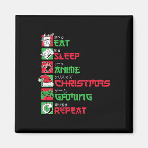 Essen Schlaf Anime Gaming Weihnachten Pyjama X-mas Magnet