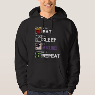 Essen Schlaf Anime Wiederholung Kawaii Otaku Manga Hoodie