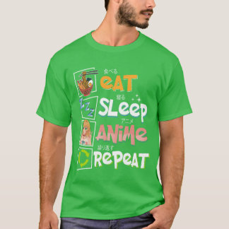 Essen Schlaf Anime Wiederholung Lustiges Anime Ess T-Shirt