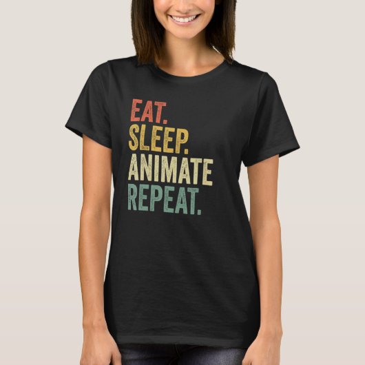 Essen Schlaf animieren Wiederholung Animation Anim T-Shirt (Vorderseite)
