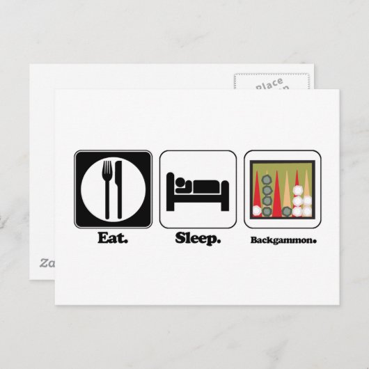 Essen Schlaf Backgammon Postkarte (Vorne/Hinten)