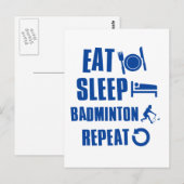 Essen Schlaf Badminton Postkarte (Vorne/Hinten)