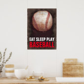 Essen Schlaf Baseball spielen Poster (Küche)