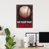 Essen Schlaf Baseball spielen Poster (Heimbüro)