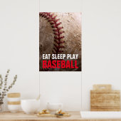 Essen Schlaf Baseball spielen Poster (Küche)