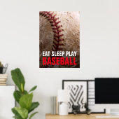 Essen Schlaf Baseball spielen Poster (Heimbüro)