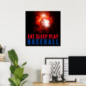 Essen Schlaf Baseball spielen Poster (Heimbüro)