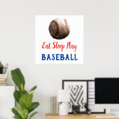 Essen Schlaf Baseball spielen Poster (Heimbüro)
