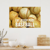 Essen Schlaf Baseball spielen Poster (Küche)