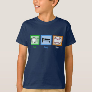 Essen Schlaf Baseball spielen T-Shirt