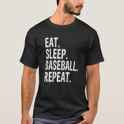 Essen Schlaf Baseball Wiederholung Baseball Premiu T-Shirt (Vorderseite)