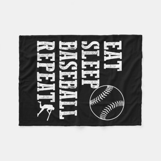 Essen Schlaf Baseball Wiederholung Batter Life Srt Fleecedecke (Vorderseite (Horizontal))