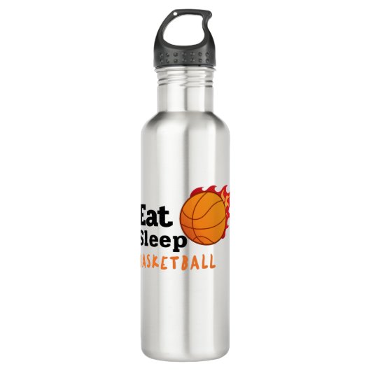 Essen Schlaf Basketball Edelstahlflasche (Vorderseite)