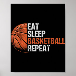 Essen Schlaf Basketball Wiederholen Funny Basketba Poster