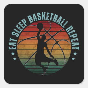 ESSEN SCHLAF BASKETBALL WIEDERHOLEN QUADRATISCHER AUFKLEBER